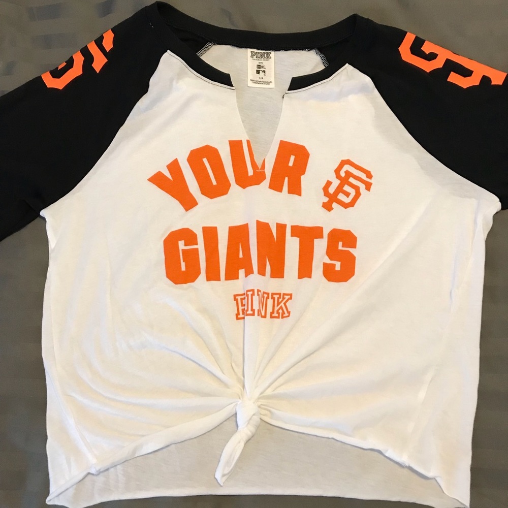 PINK SF GIANTS Split-Neck Baseball Tee